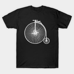 White Retro High Wheel Bicycle T-Shirt